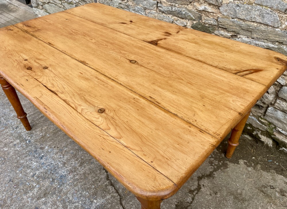 Large Victorian Pine Farmhouse Table View VI