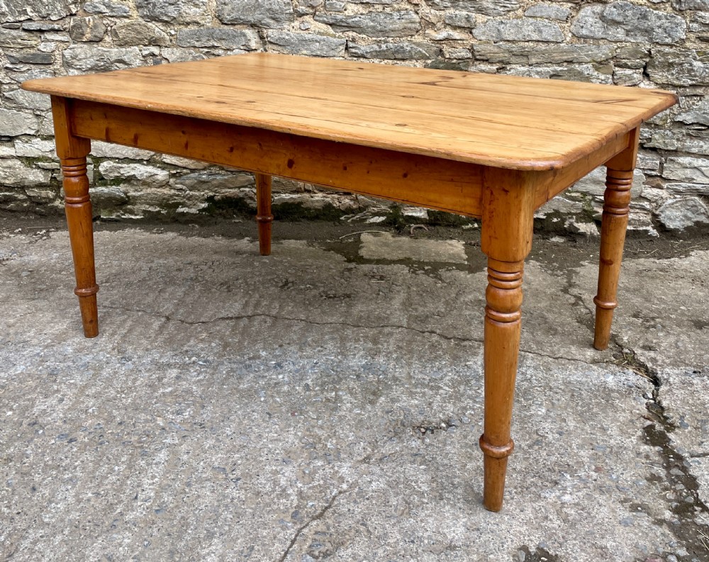 Large Victorian Pine Farmhouse Table View VII
