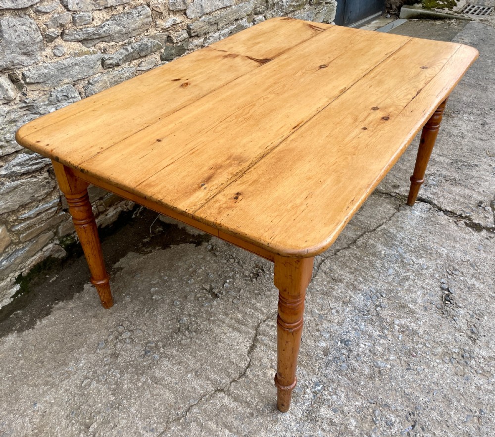 Large Victorian Pine Farmhouse Table View VIII