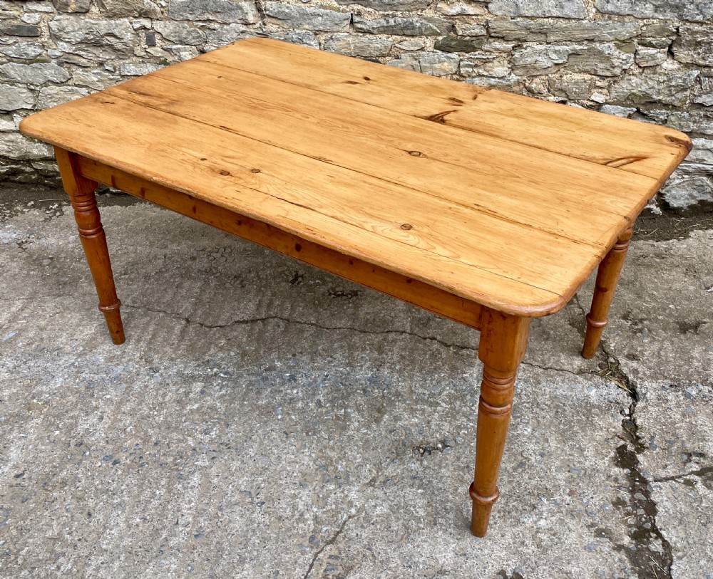 Large Victorian Pine Farmhouse Table View IX