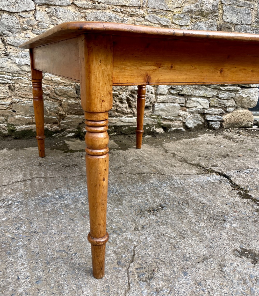 Large Victorian Pine Farmhouse Table View XIII