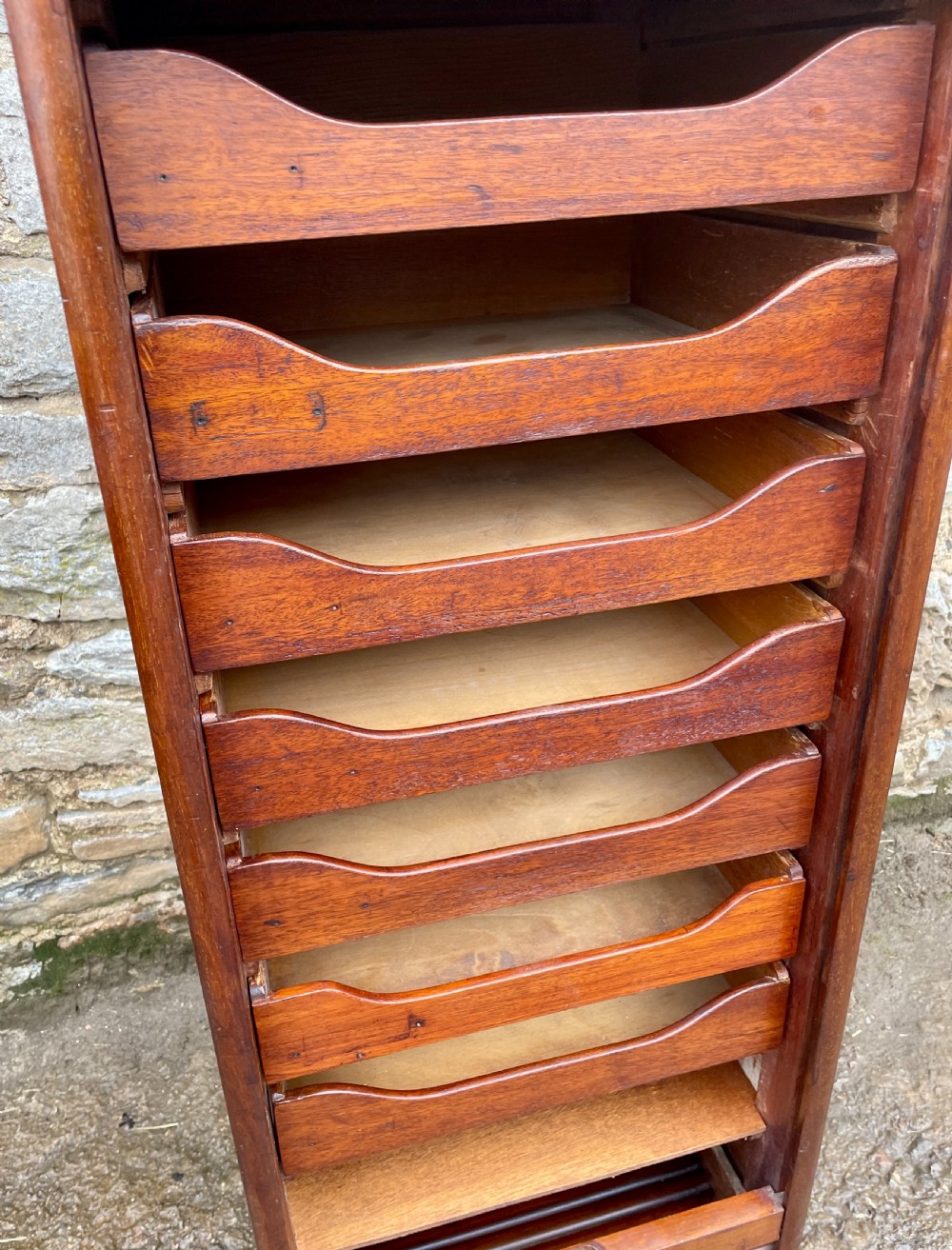 Antique Mahogany Tambour Filing Cabinet View V