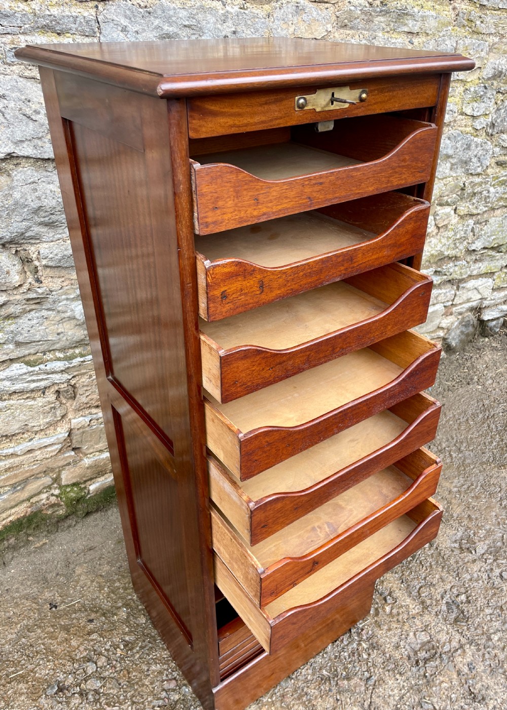 Antique Mahogany Tambour Filing Cabinet View IX