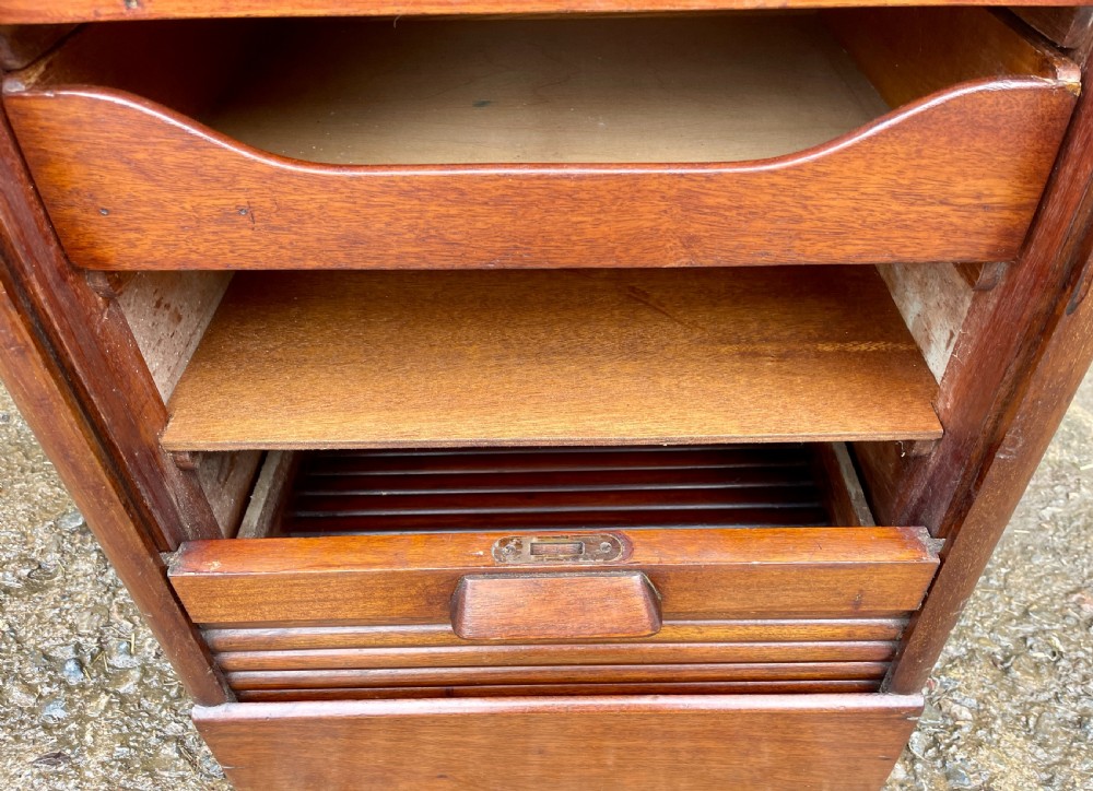 Antique Mahogany Tambour Filing Cabinet View X