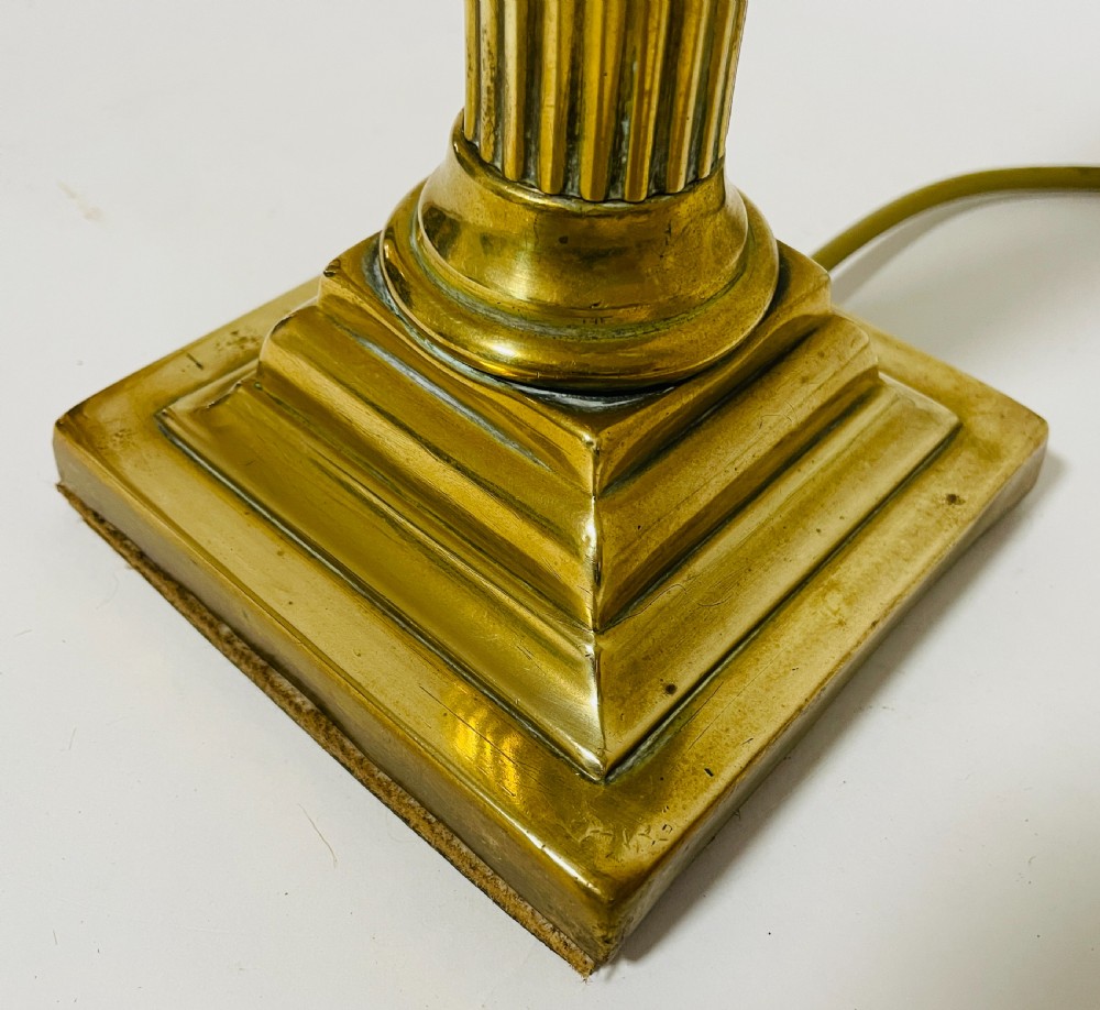 Antique Brass Corinthian Column Table Lamp View II