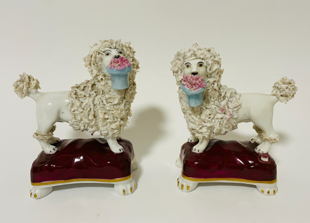 Pair of Antique Pottery Poodles