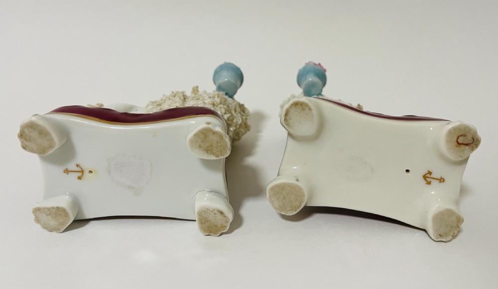Pair of Antique Pottery Poodles View V