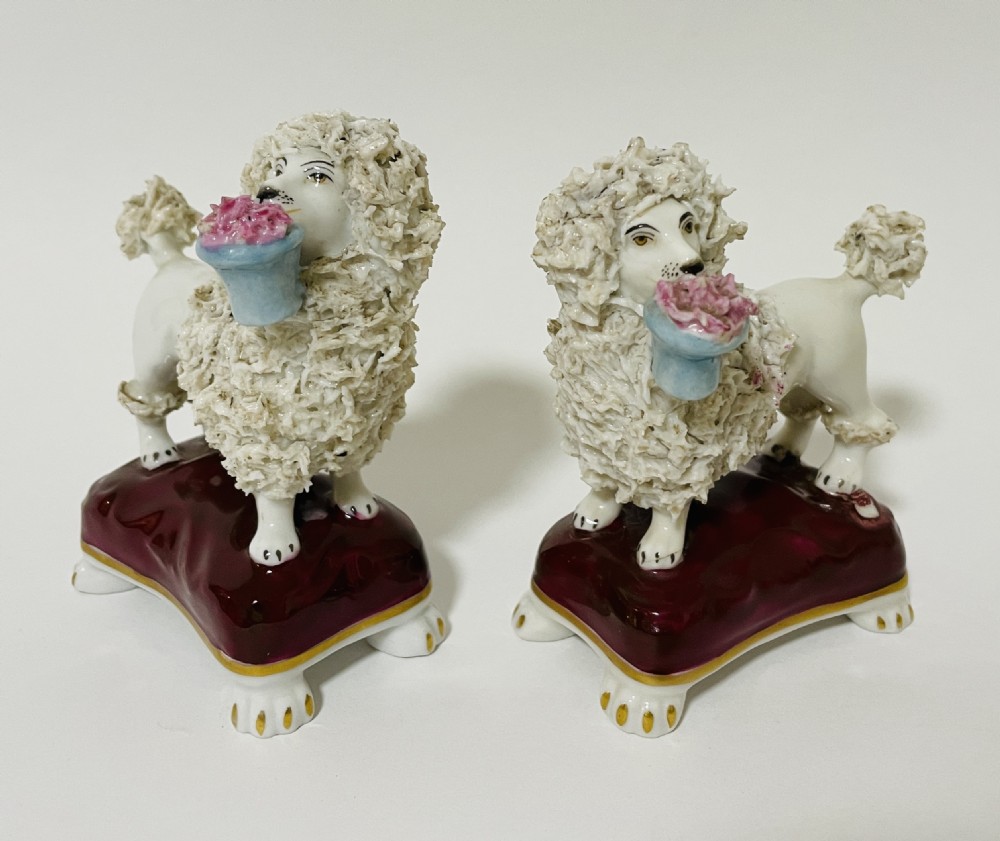Pair of Antique Pottery Poodles View VII