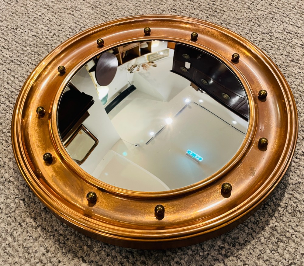 Antique Copper Convex Mirror View VIII