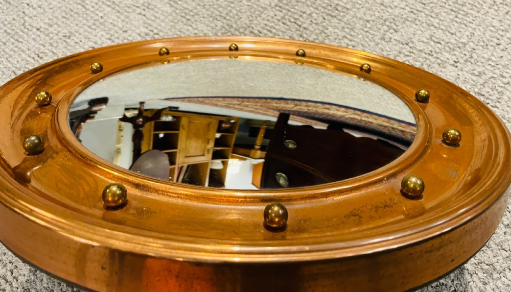 Antique Copper Convex Mirror View IX