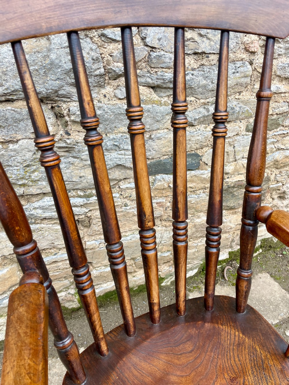 Antique Elm Windsor Farmhouse Chair View IV