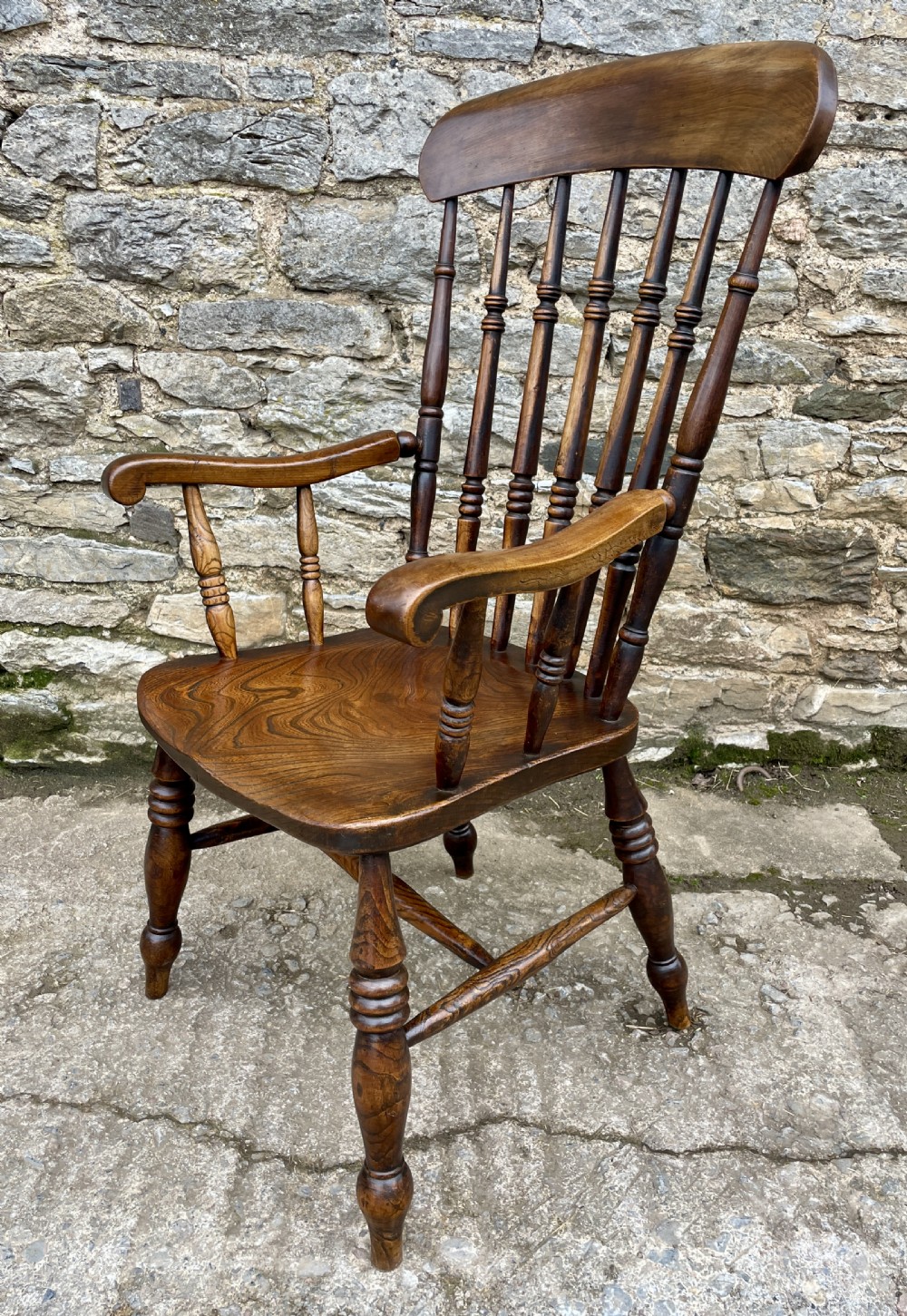 Antique Elm Windsor Farmhouse Chair View VI