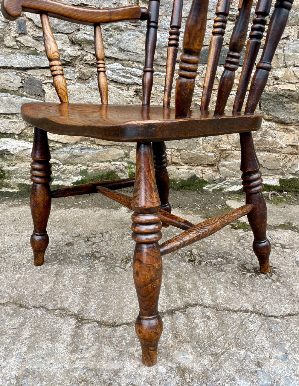 Antique Elm Windsor Farmhouse Chair View VII