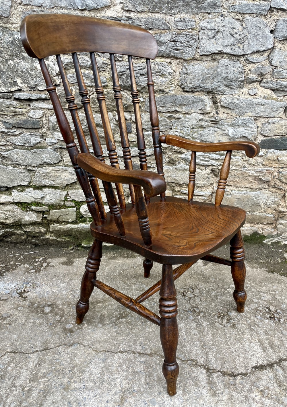 Antique Elm Windsor Farmhouse Chair View XIV