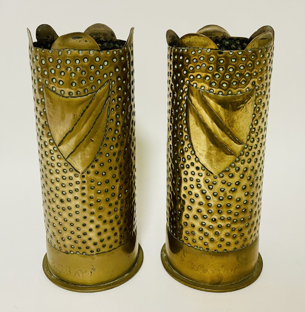 Pair of WW1 Trench Art Vases