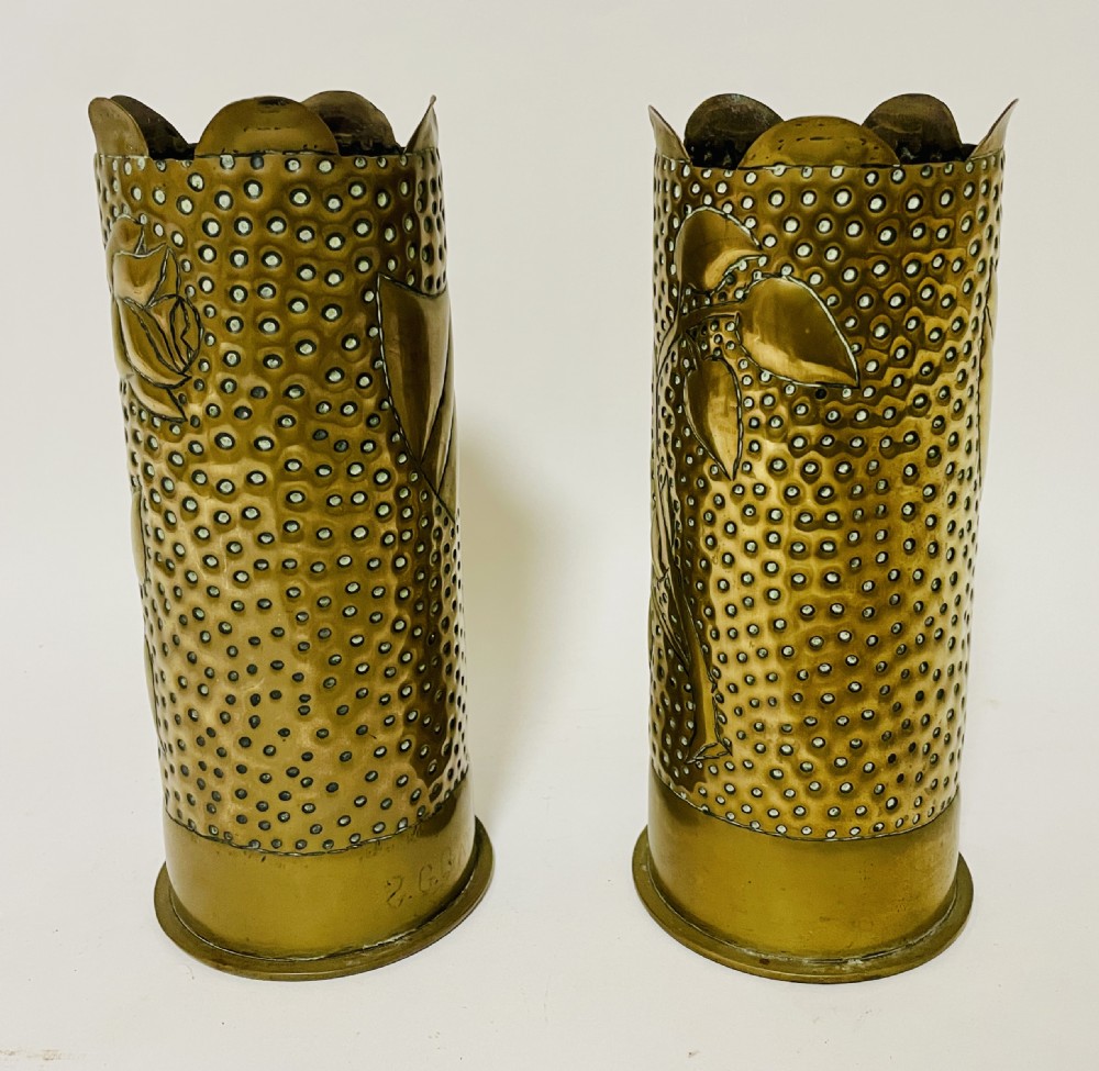 Pair of WW1 Trench Art Vases View V