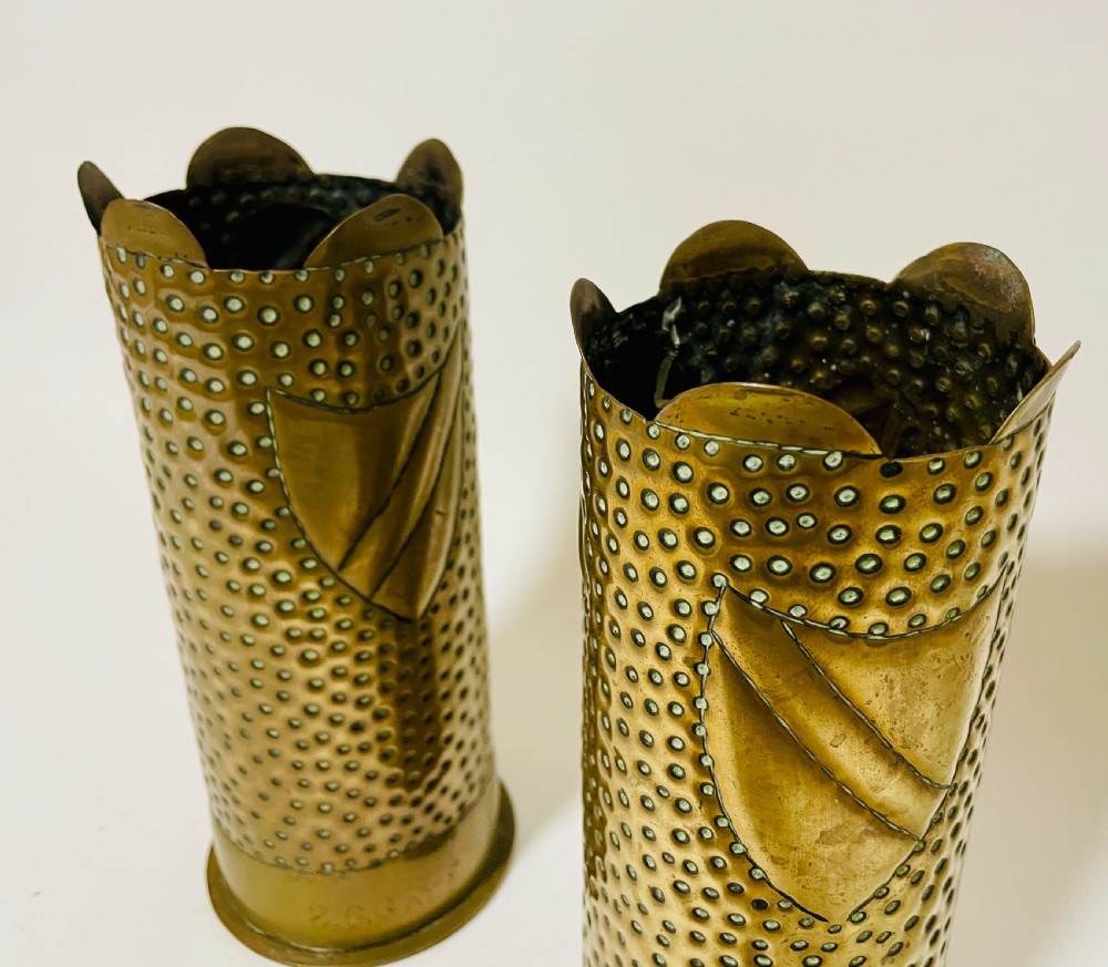 Pair of WW1 Trench Art Vases View IX