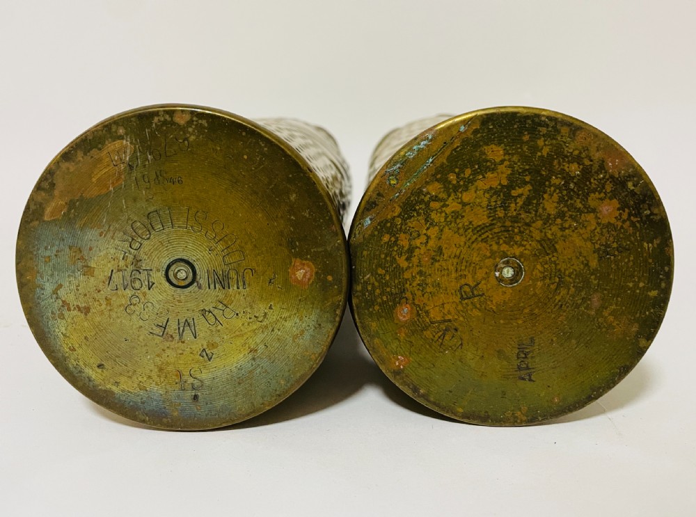 Pair of WW1 Trench Art Vases View X