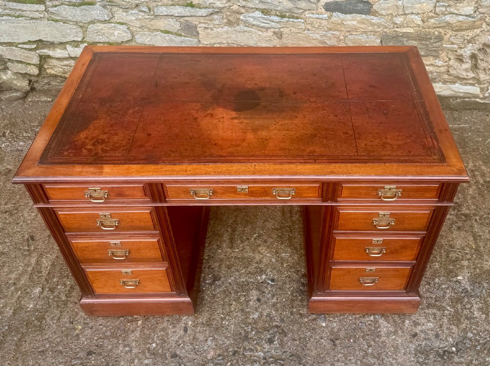 Antique Edwardian Maple & Co Pedestal Desk View II