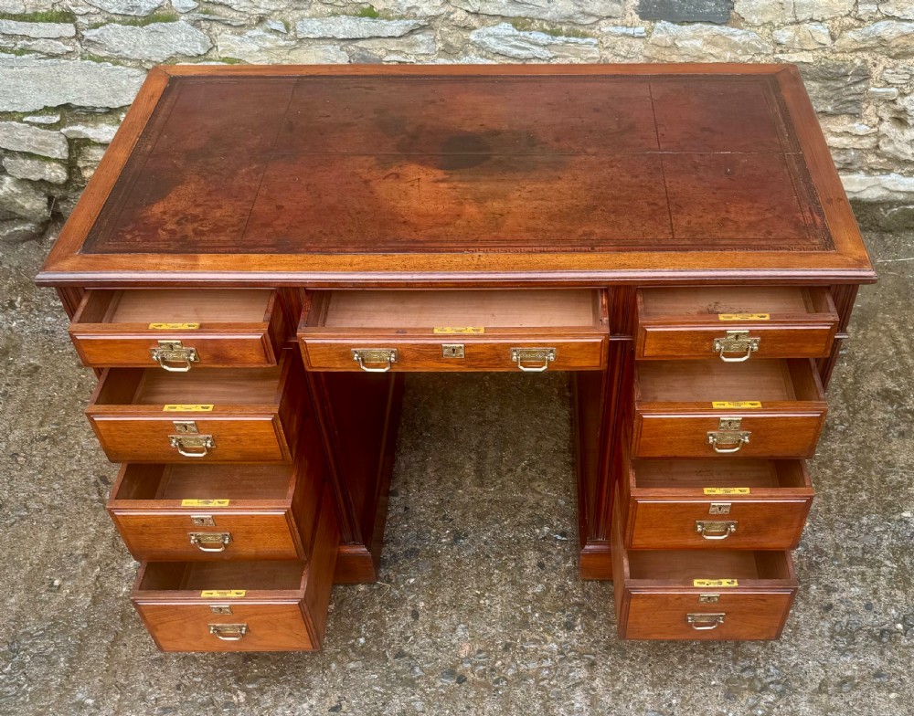 Antique Edwardian Maple & Co Pedestal Desk View III