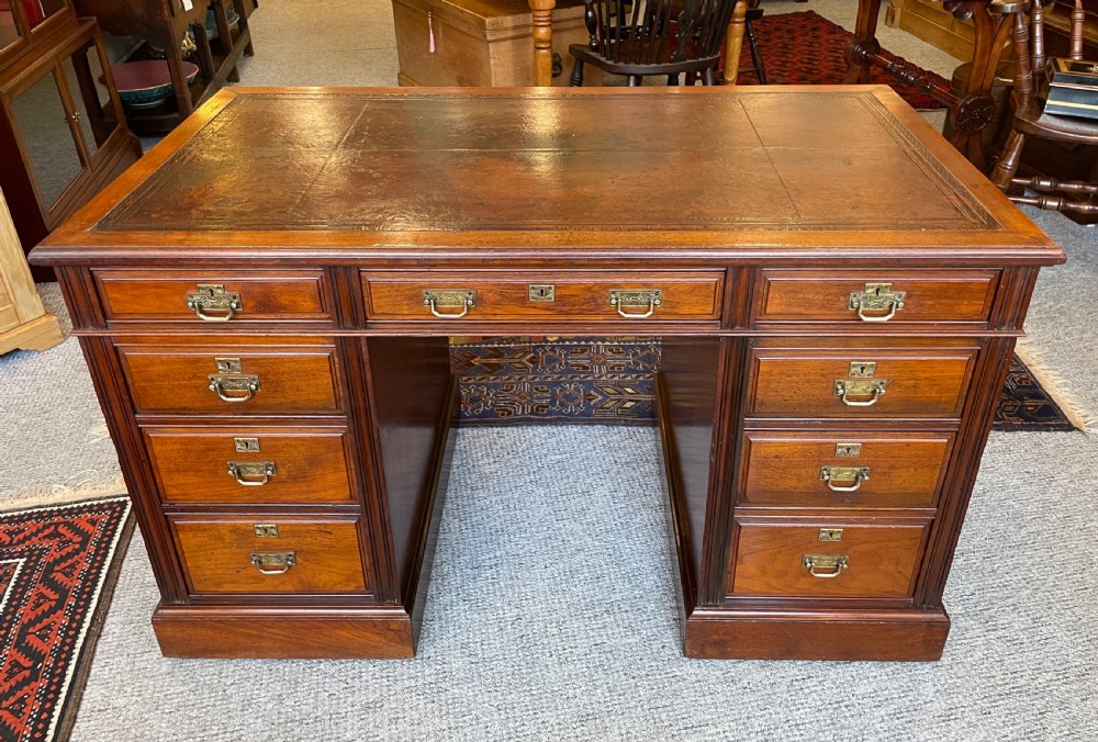 Antique Edwardian Maple & Co Pedestal Desk View V
