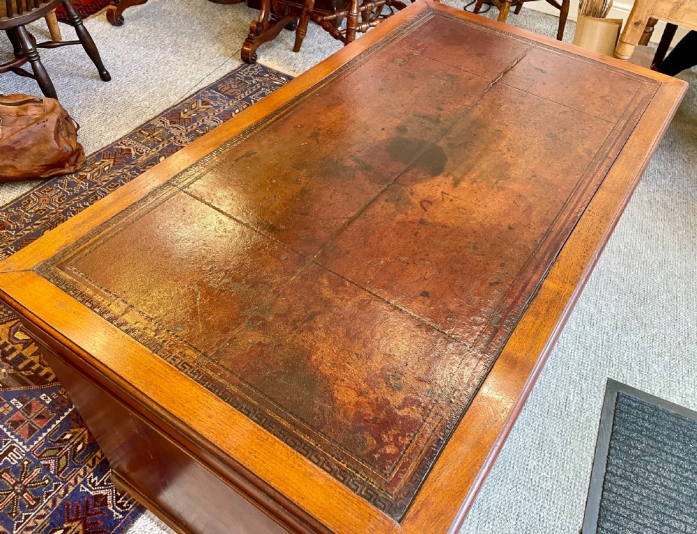 Antique Edwardian Maple & Co Pedestal Desk View VI