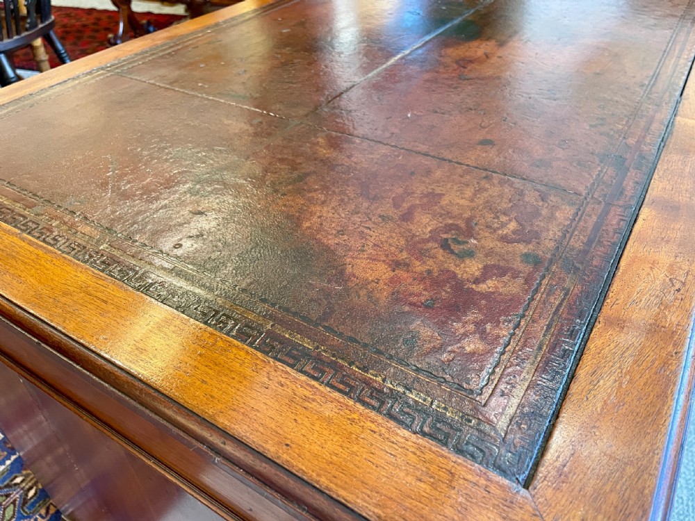 Antique Edwardian Maple & Co Pedestal Desk View VIII