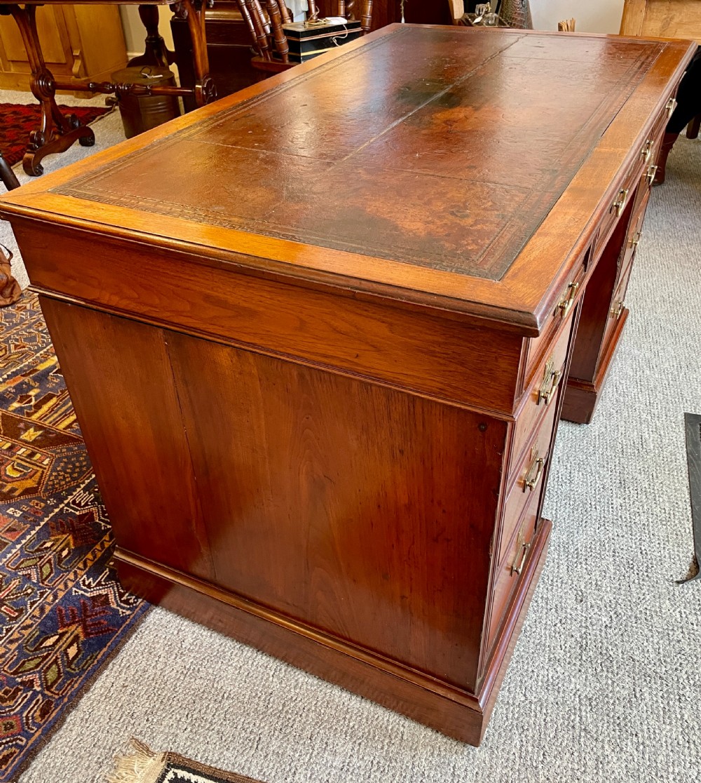Antique Edwardian Maple & Co Pedestal Desk View IX