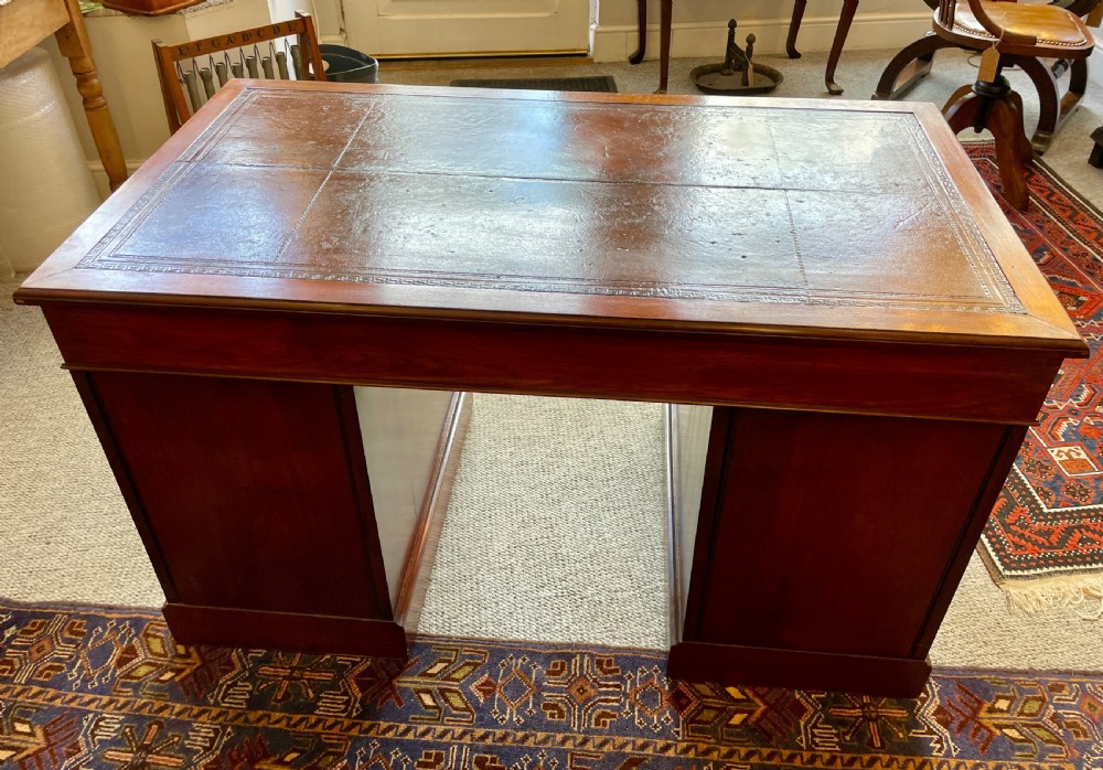 Antique Edwardian Maple & Co Pedestal Desk View XI