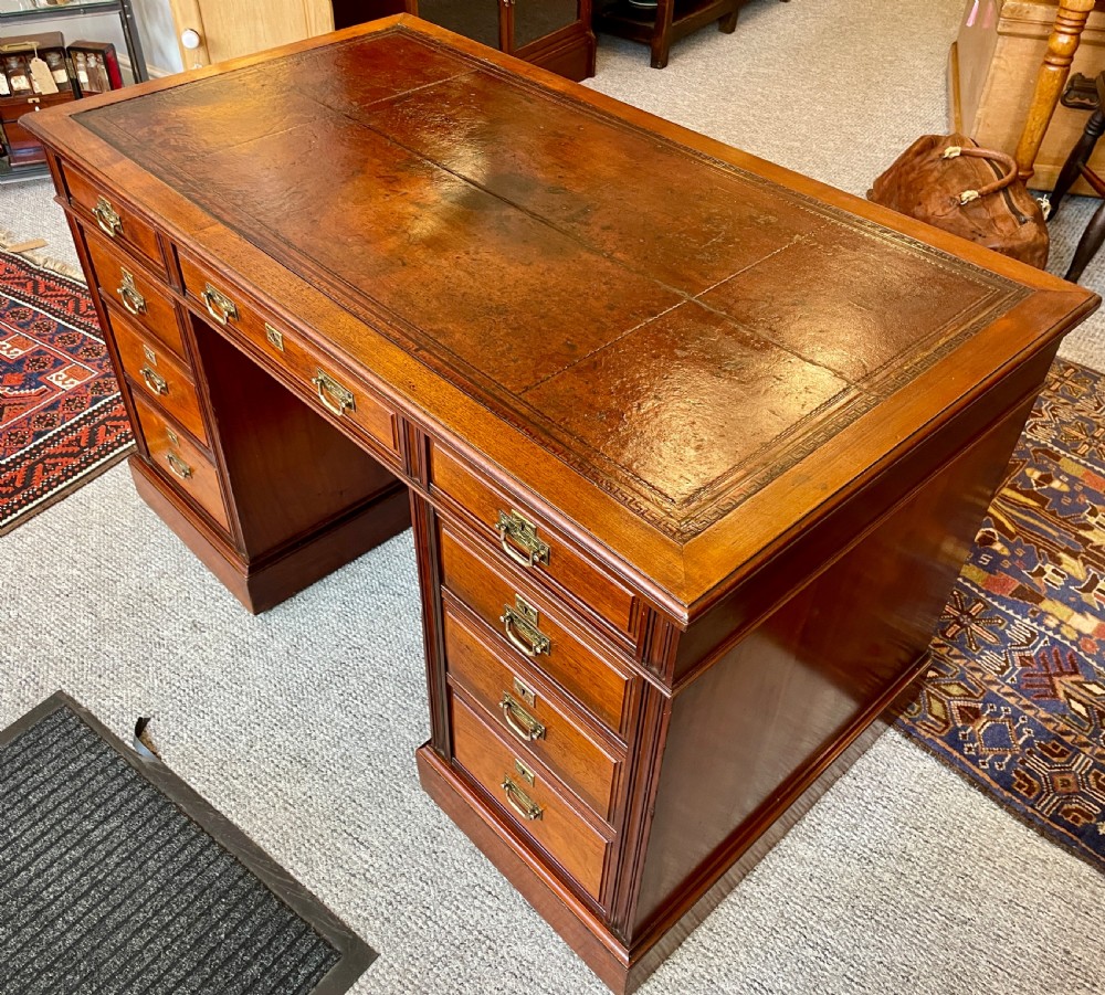 Antique Edwardian Maple & Co Pedestal Desk View XIV