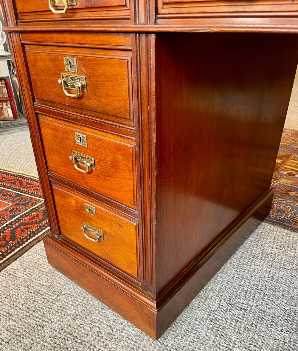 Antique Edwardian Maple & Co Pedestal Desk View XVI