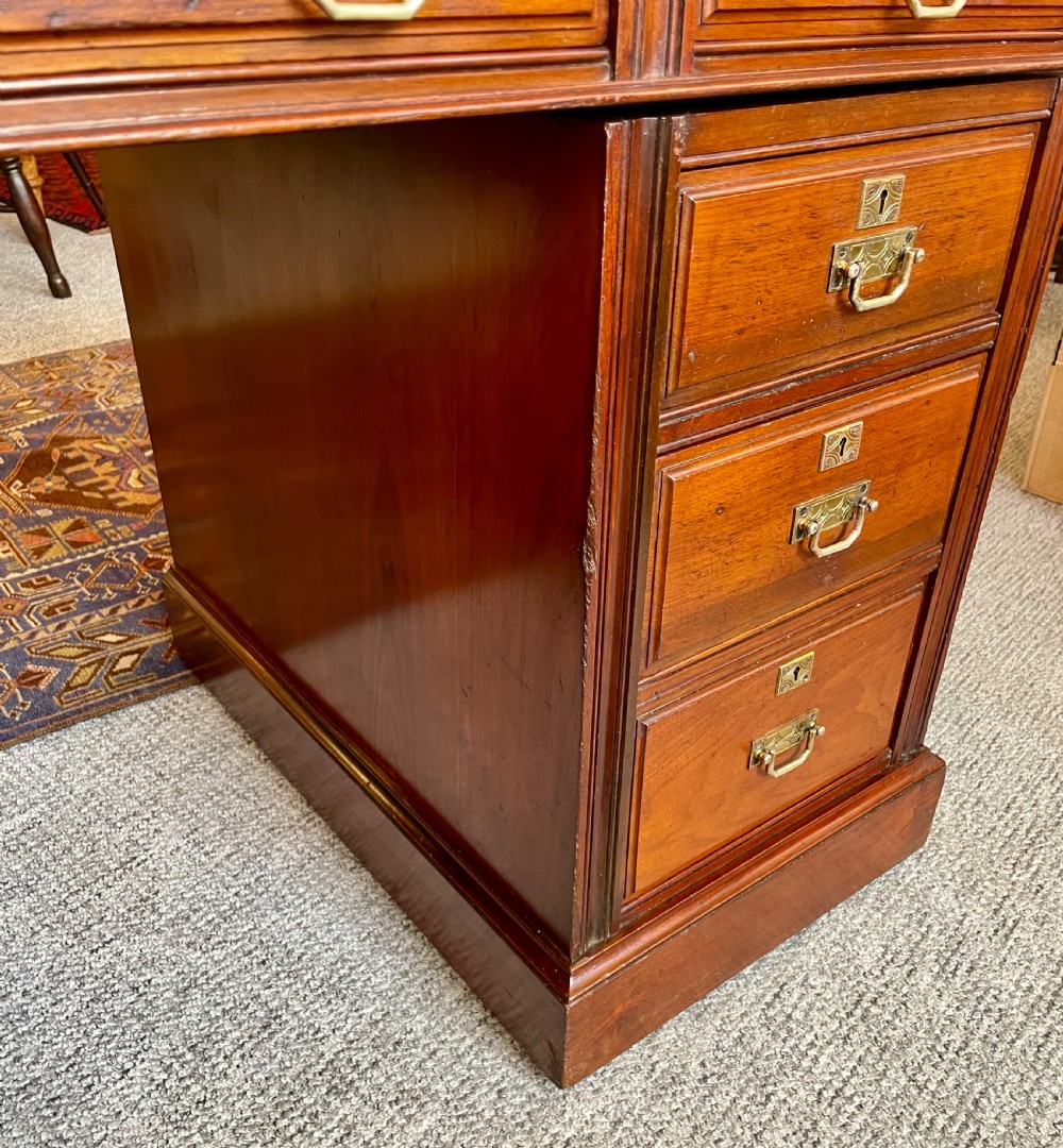 Antique Edwardian Maple & Co Pedestal Desk View XVII