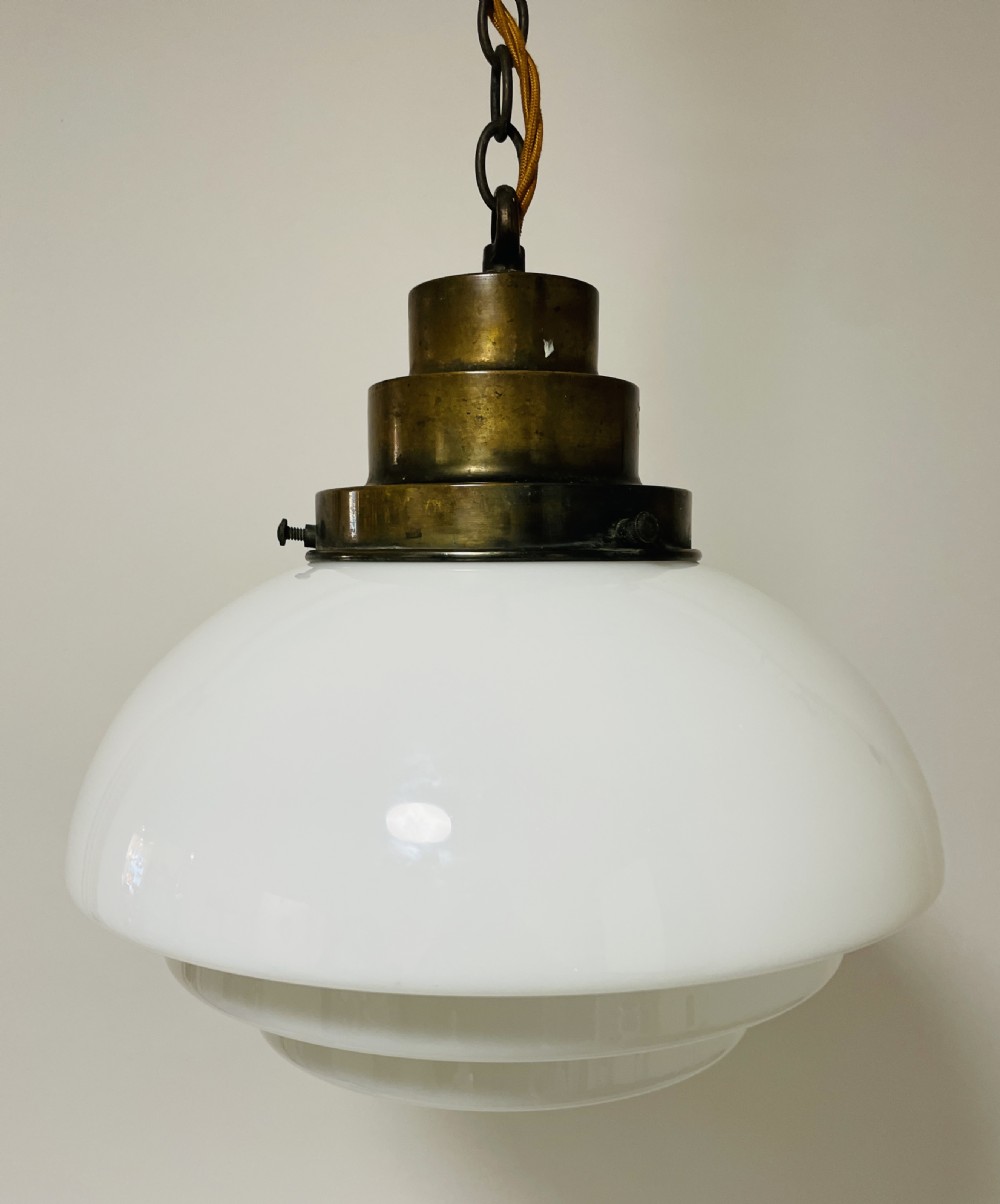 Art Deco Stepped Opaline Pendant Light View II