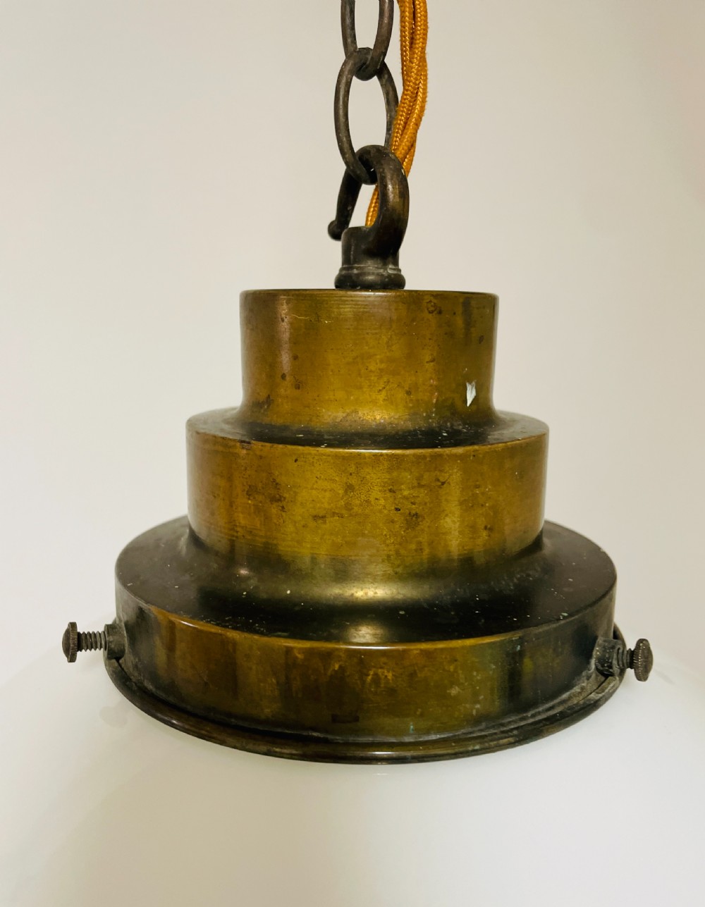 Art Deco Stepped Opaline Pendant Light View V
