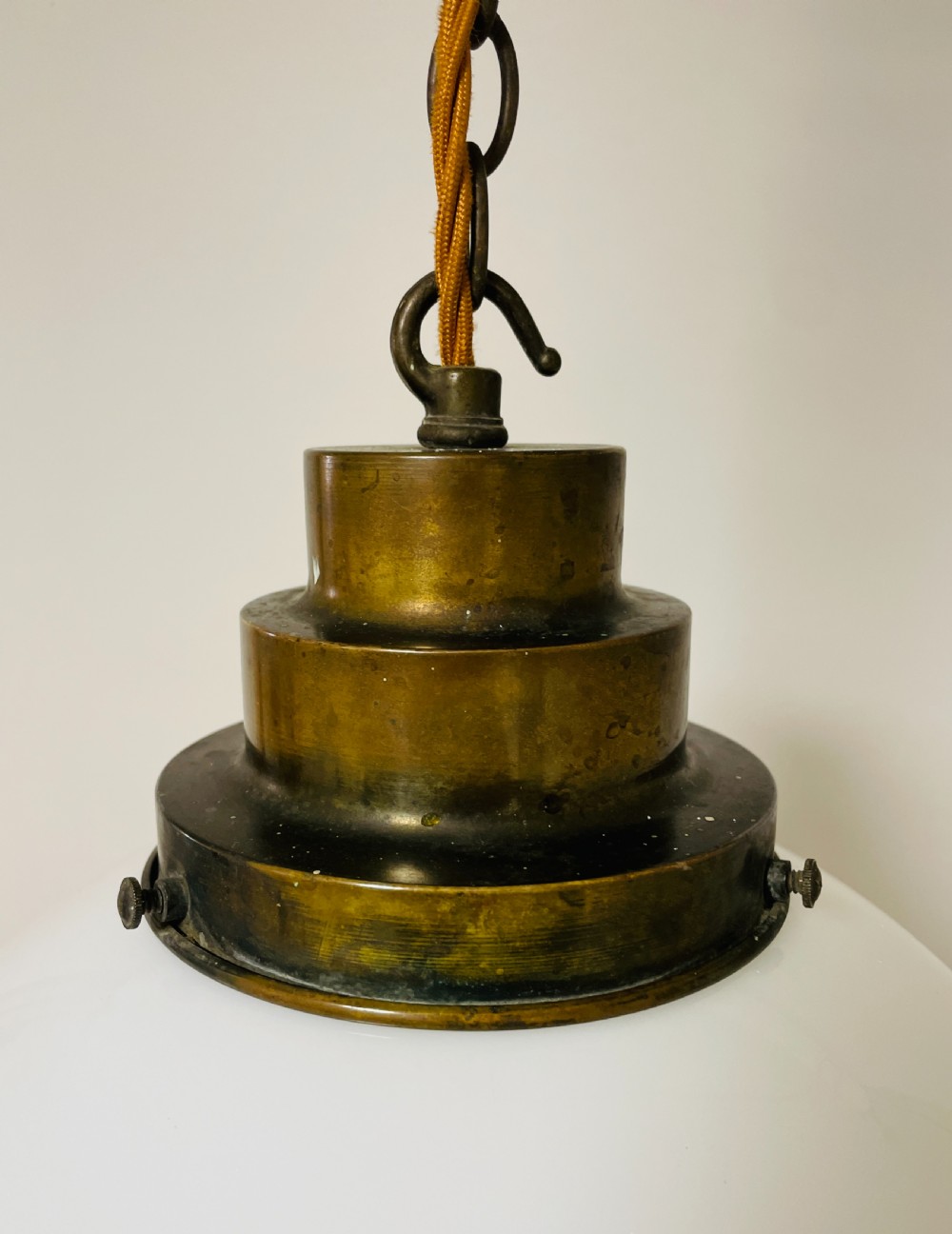 Art Deco Stepped Opaline Pendant Light View VI