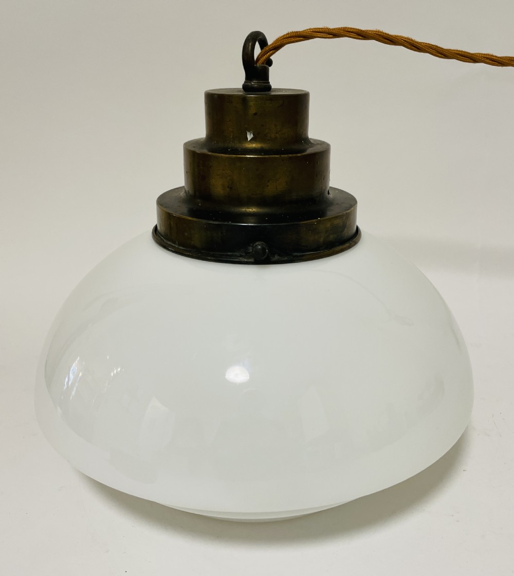 Art Deco Stepped Opaline Pendant Light View VII
