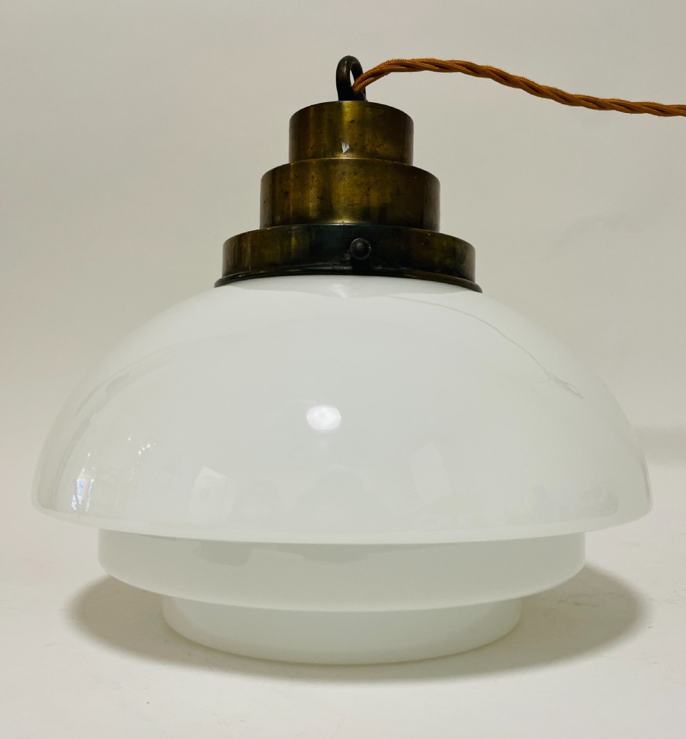 Art Deco Stepped Opaline Pendant Light View VIII
