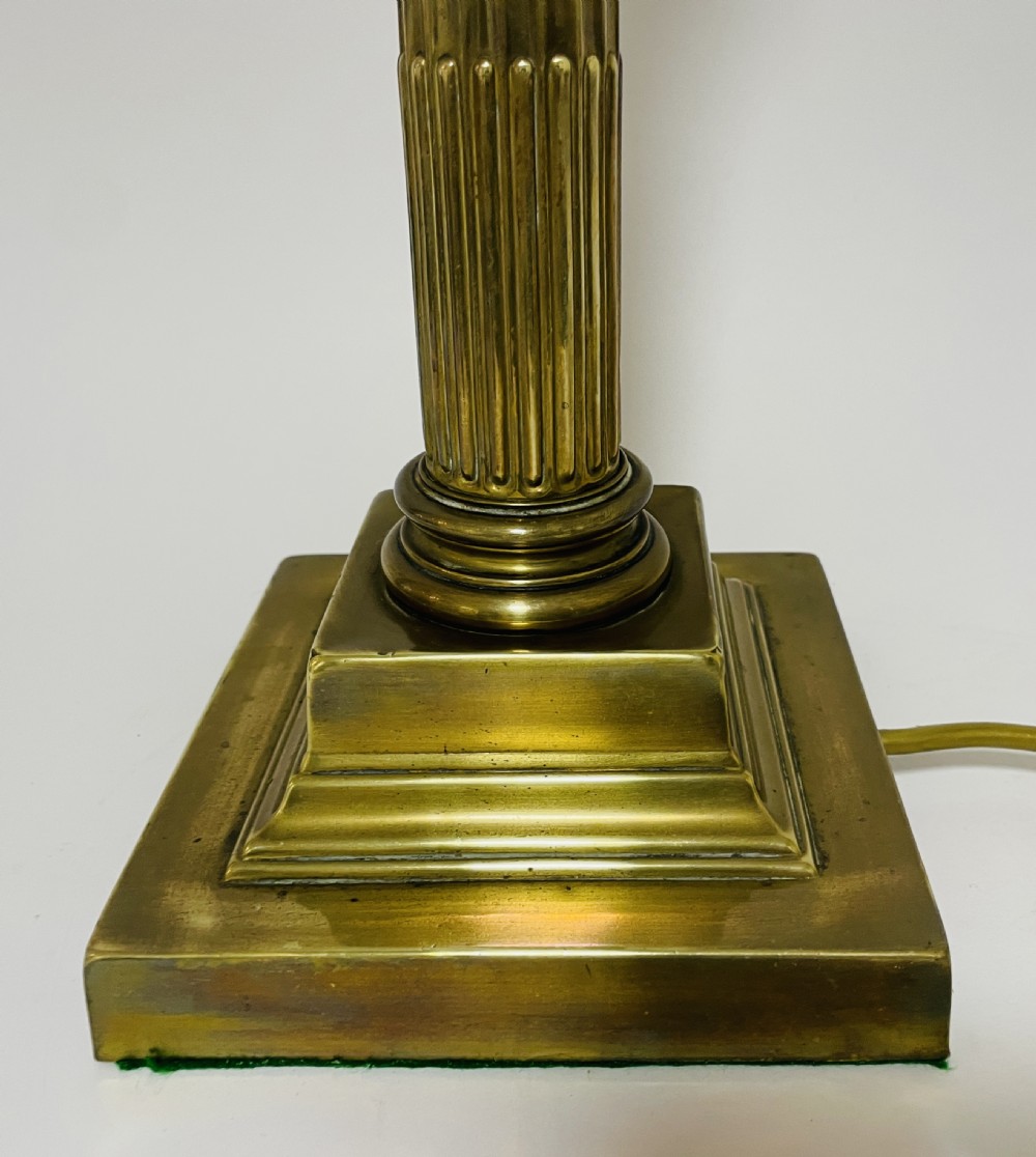 Antique Brass Corinthian Column Table Lamp View II