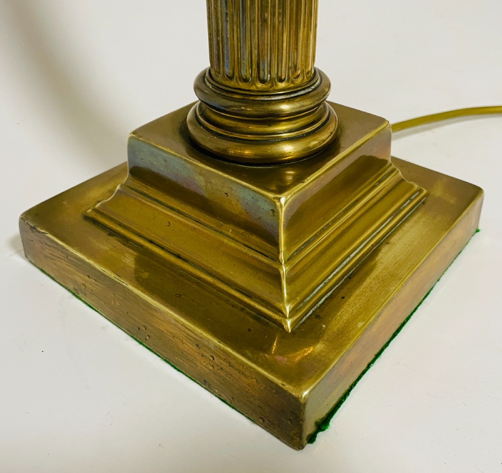 Antique Brass Corinthian Column Table Lamp View VIII