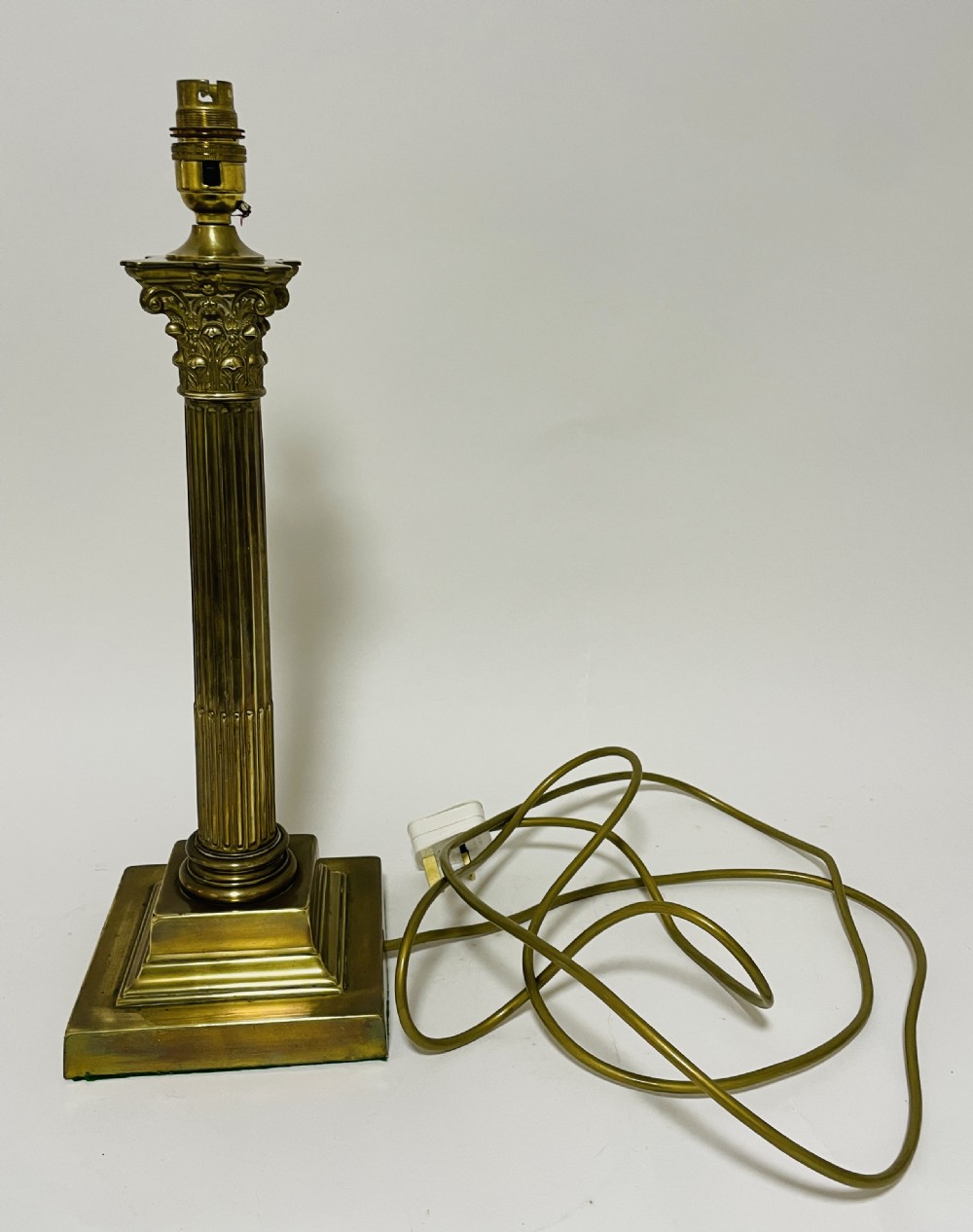Antique Brass Corinthian Column Table Lamp View X