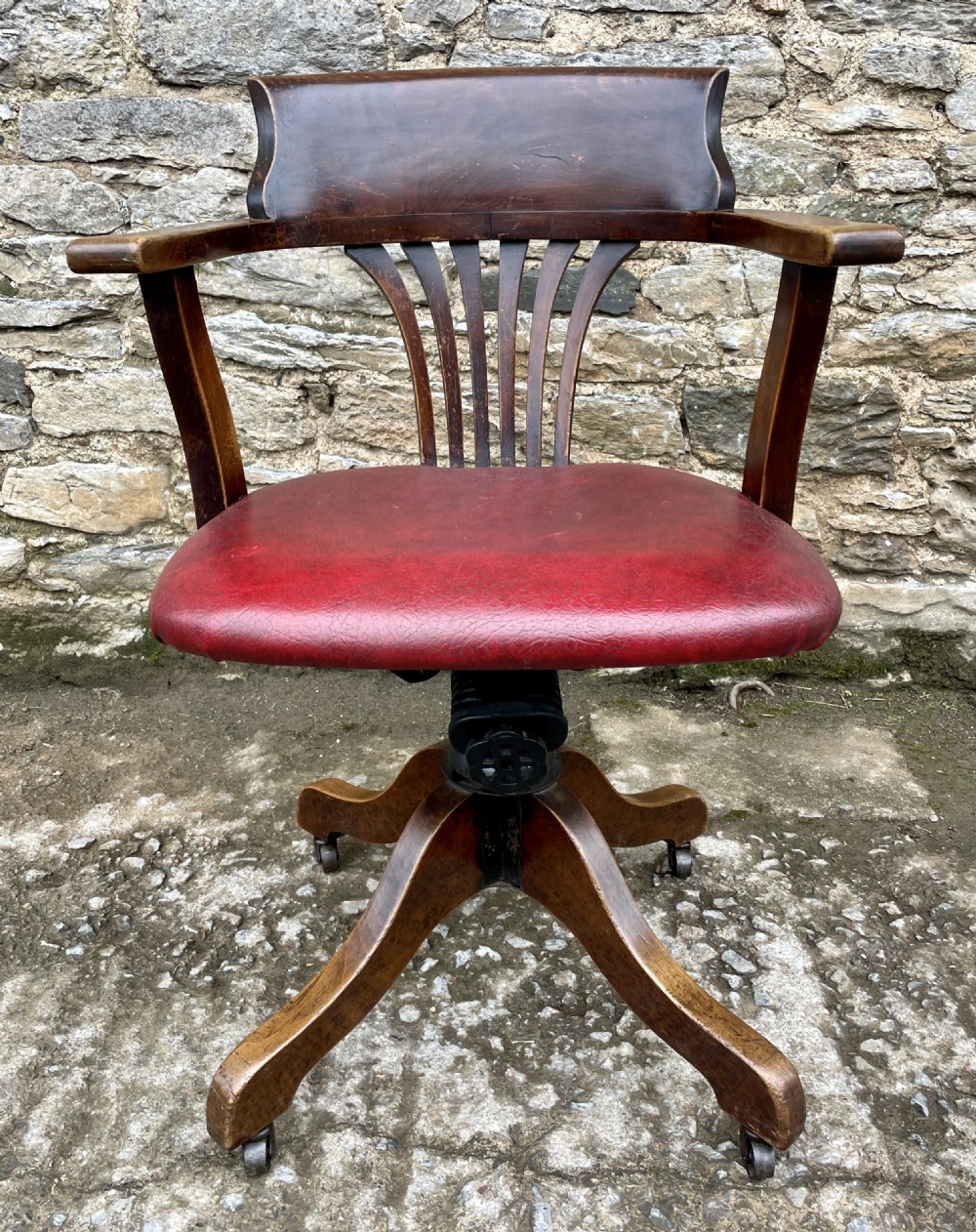 Antique Oak Swivel Desk Chair View II