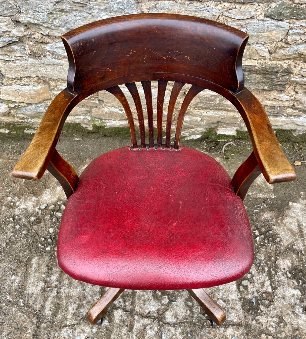 Antique Oak Swivel Desk Chair View V