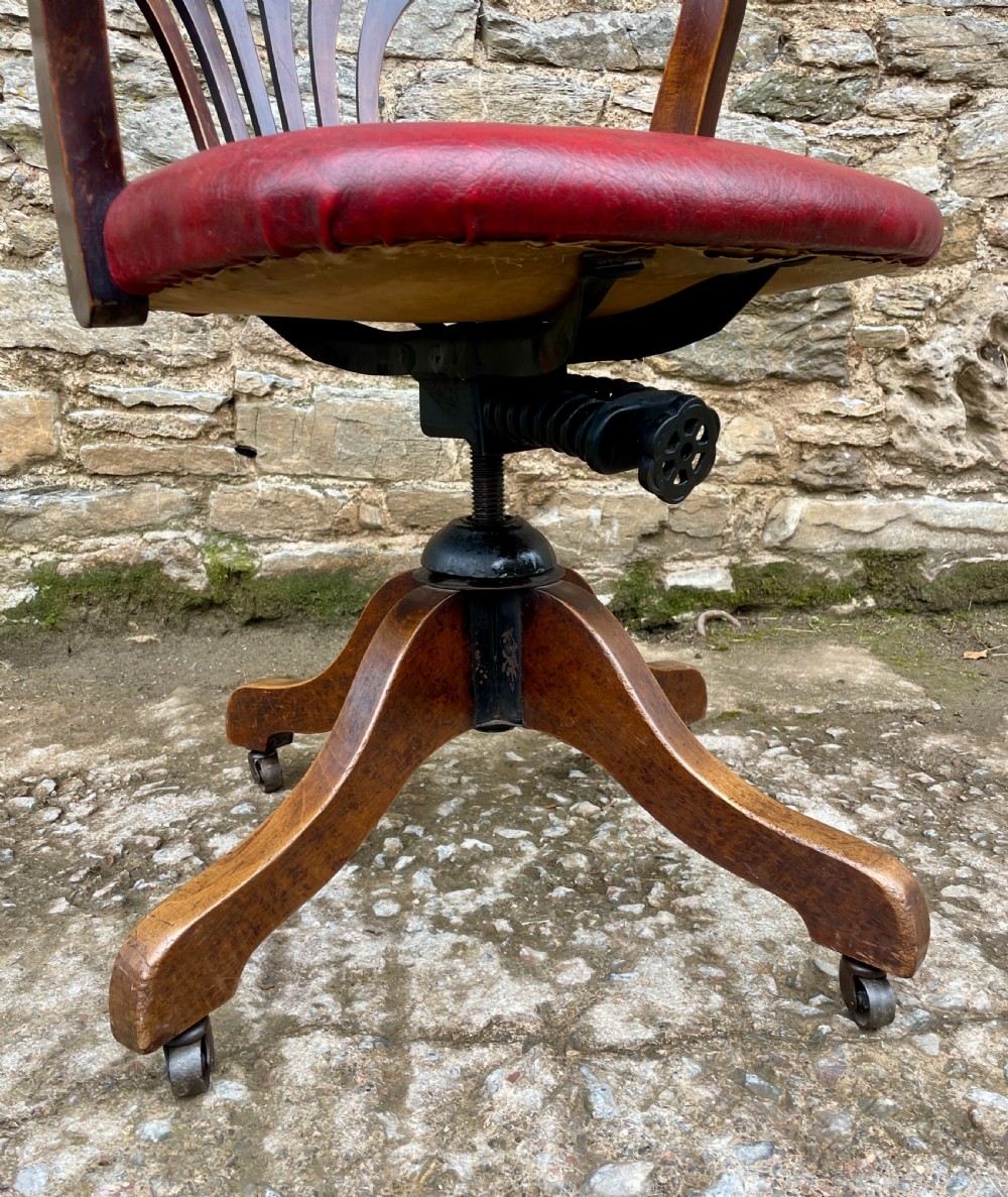 Antique Oak Swivel Desk Chair View VII