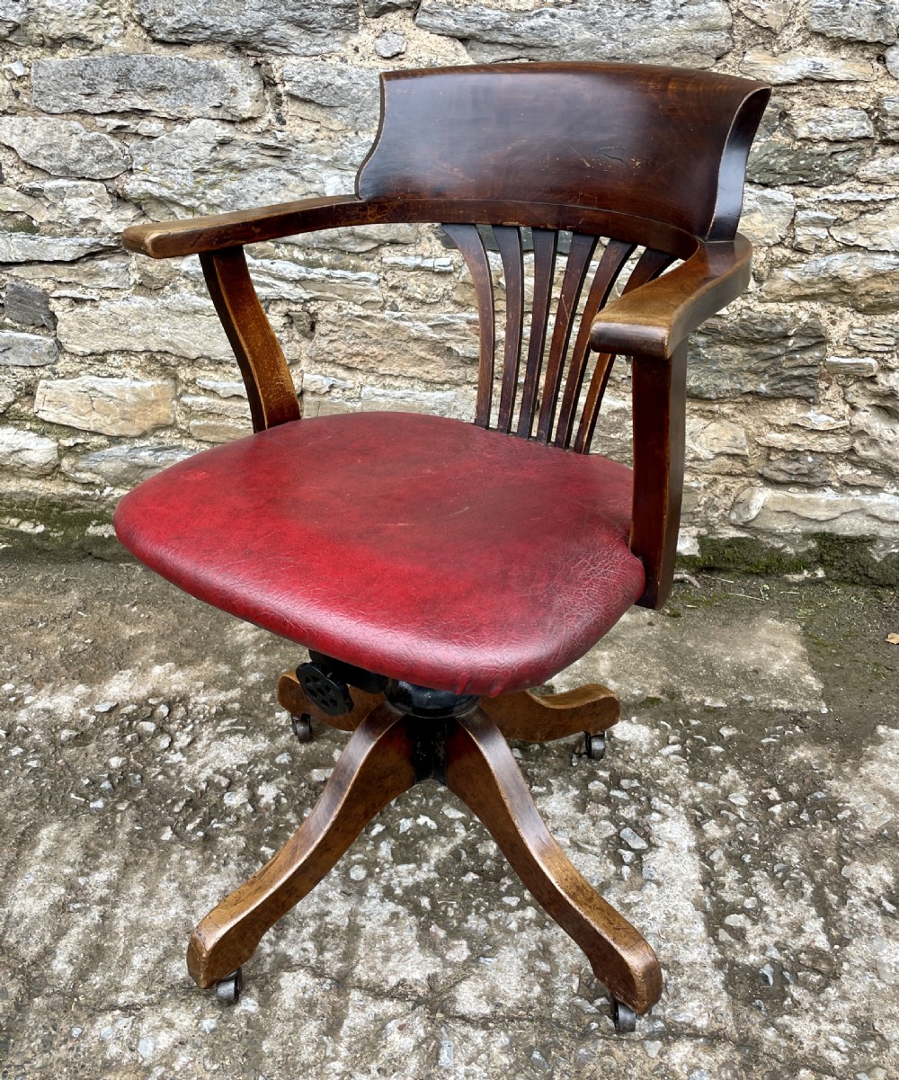 Antique Oak Swivel Desk Chair View XII