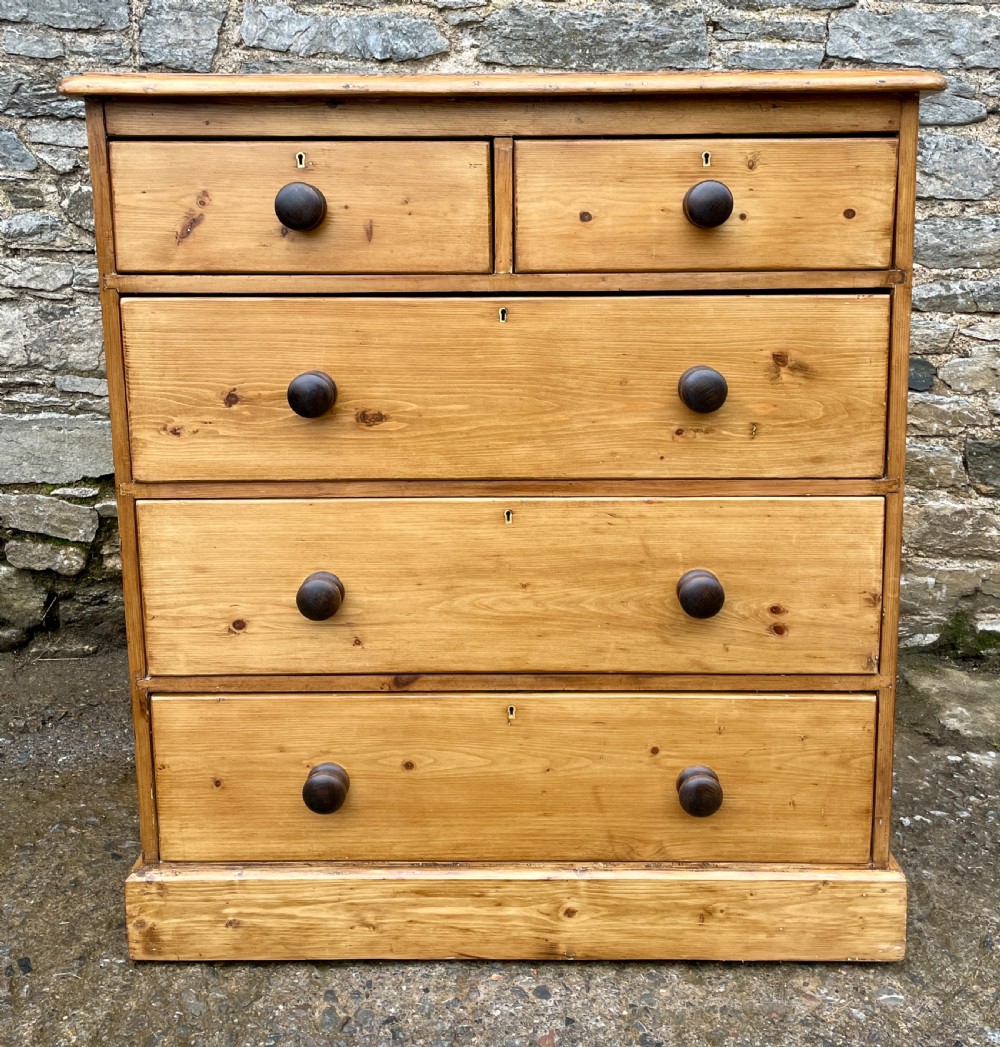 Large Antique Stripped Pine Chest of Drawers