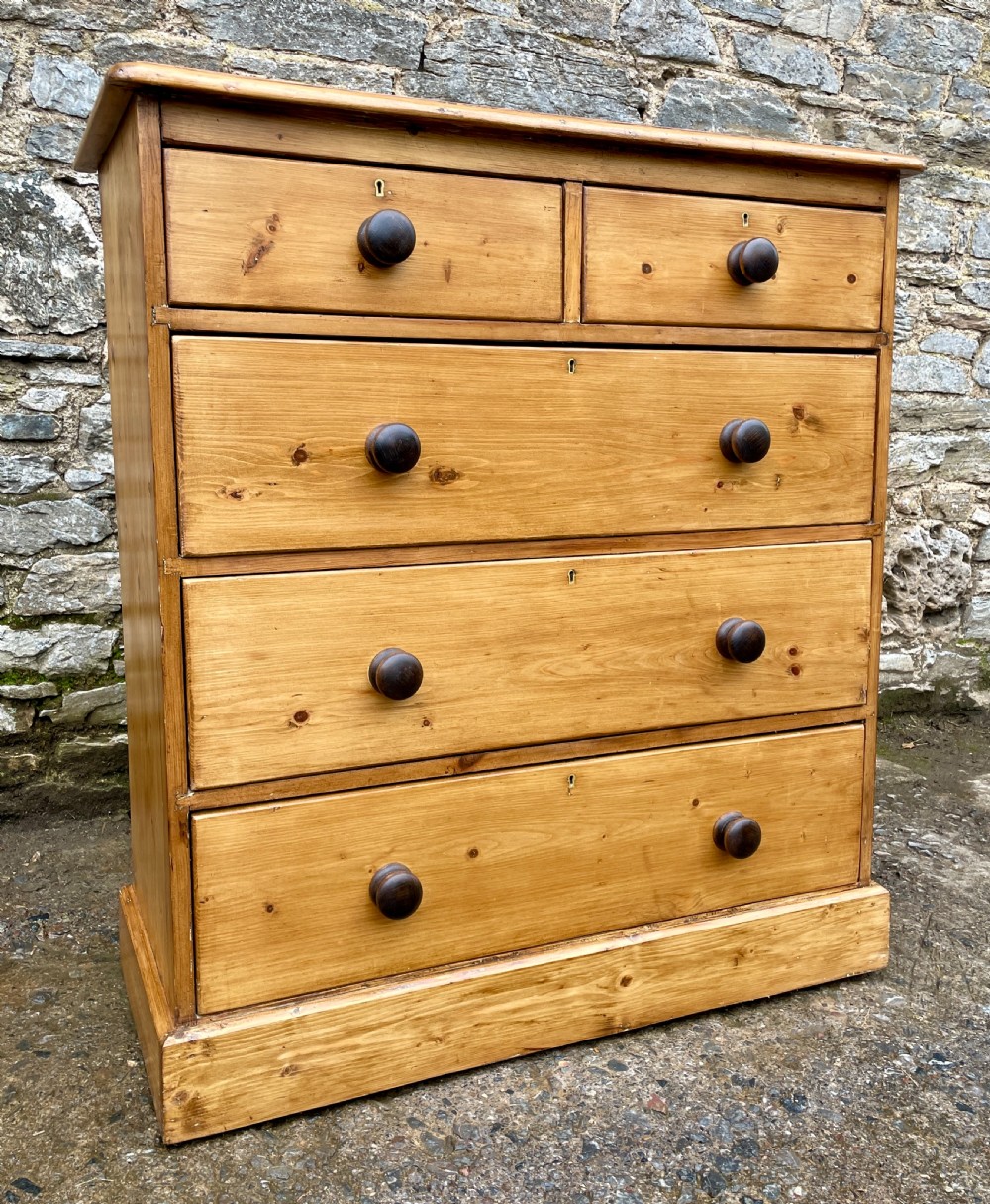 Large Antique Stripped Pine Chest of Drawers View X