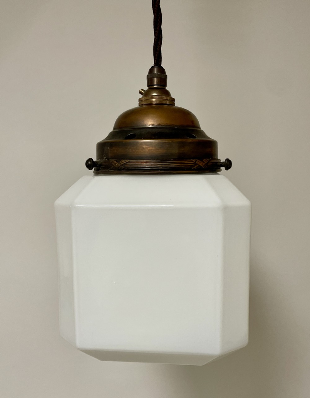 Antique Square Opaline Pendant Light