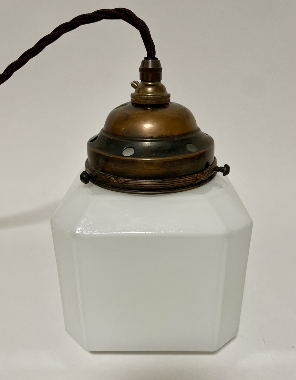 Antique Square Opaline Pendant Light View VII