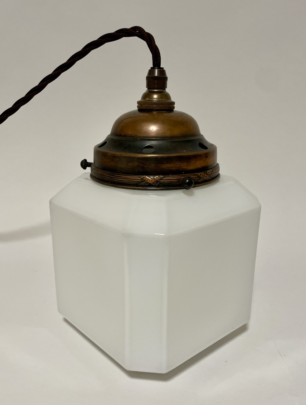 Antique Square Opaline Pendant Light View IX