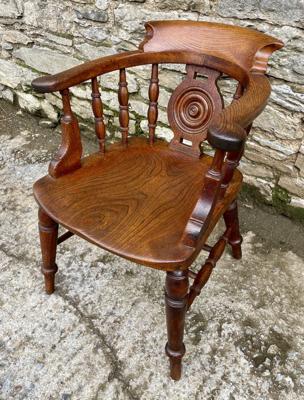 Victorian Elm and Oak Captains Chair View XIV